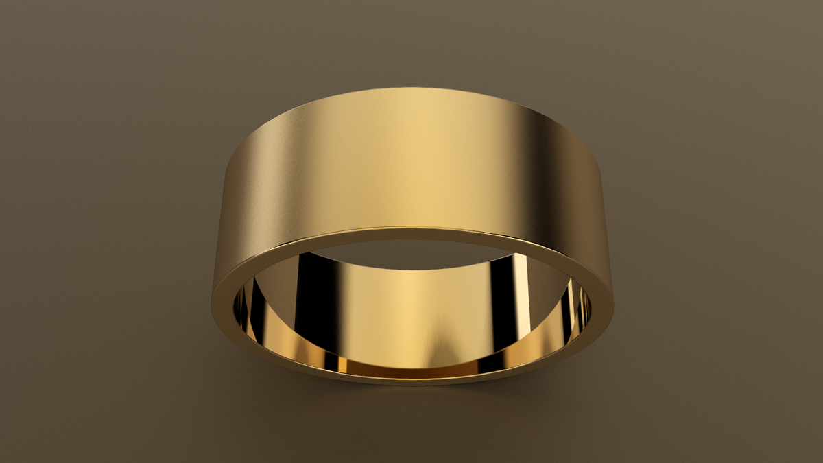 Brushed Yellow Gold 8mm Flat Wedding Band