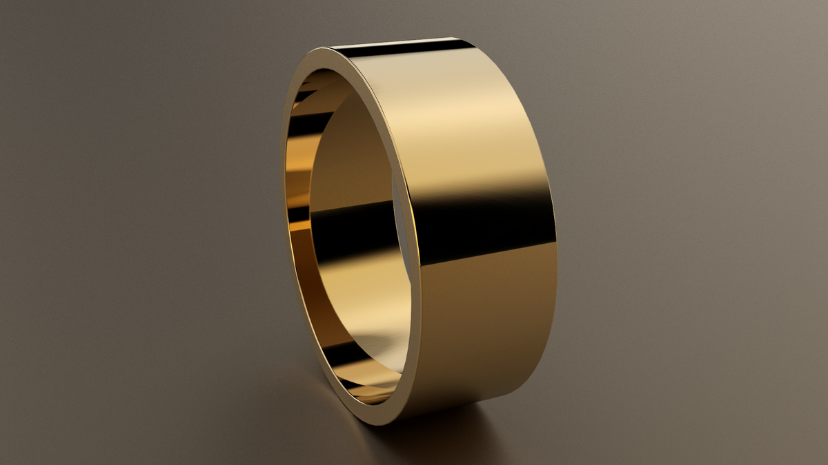 Polished Yellow Gold 8mm Flat Wedding Band