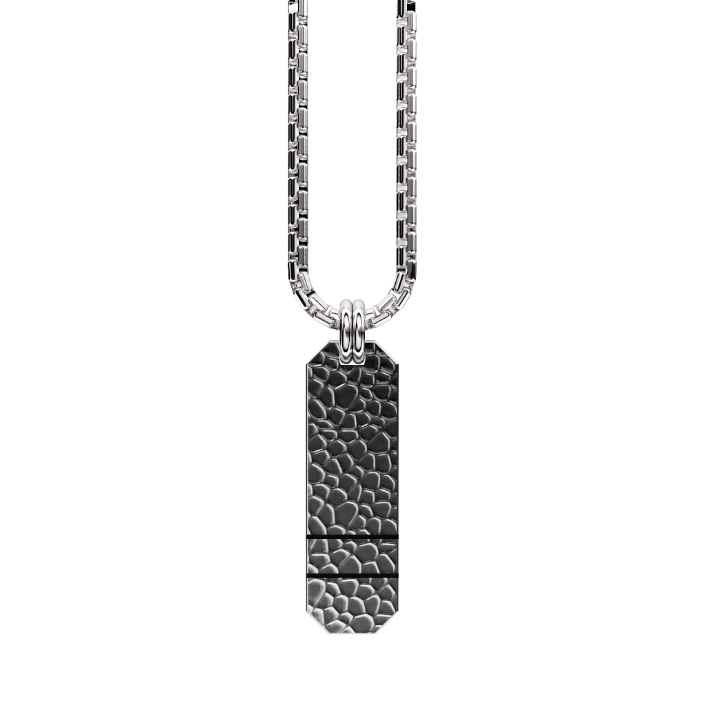 Angled Set Your Bar Sterling Silver Double Horizontal Hammered/Blackened Design