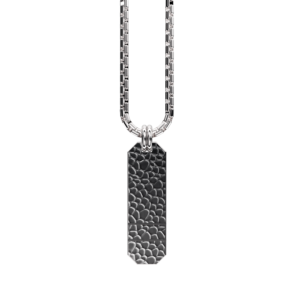 Angled Set Your Bar Sterling Silver Double Horizontal Hammered/Polished Design