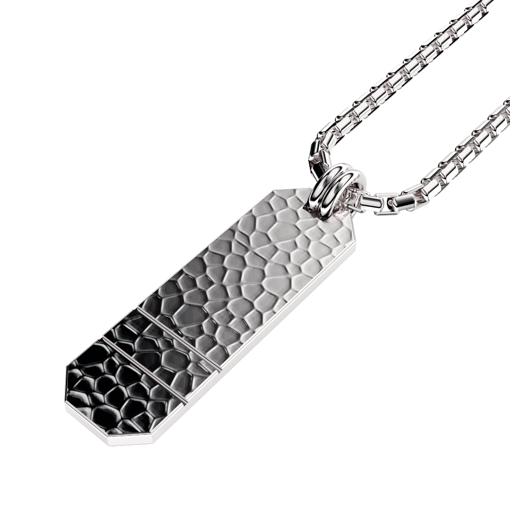 Angled Set Your Bar Sterling Silver Double Horizontal Hammered/Polished Design