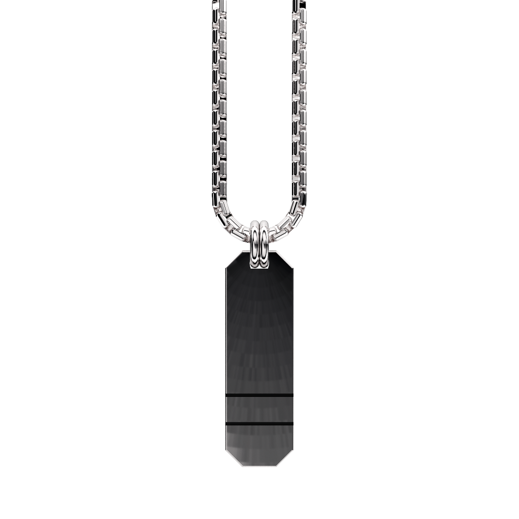 Angled Set Your Bar Sterling Silver Double Horizontal Polished/Blackened Design
