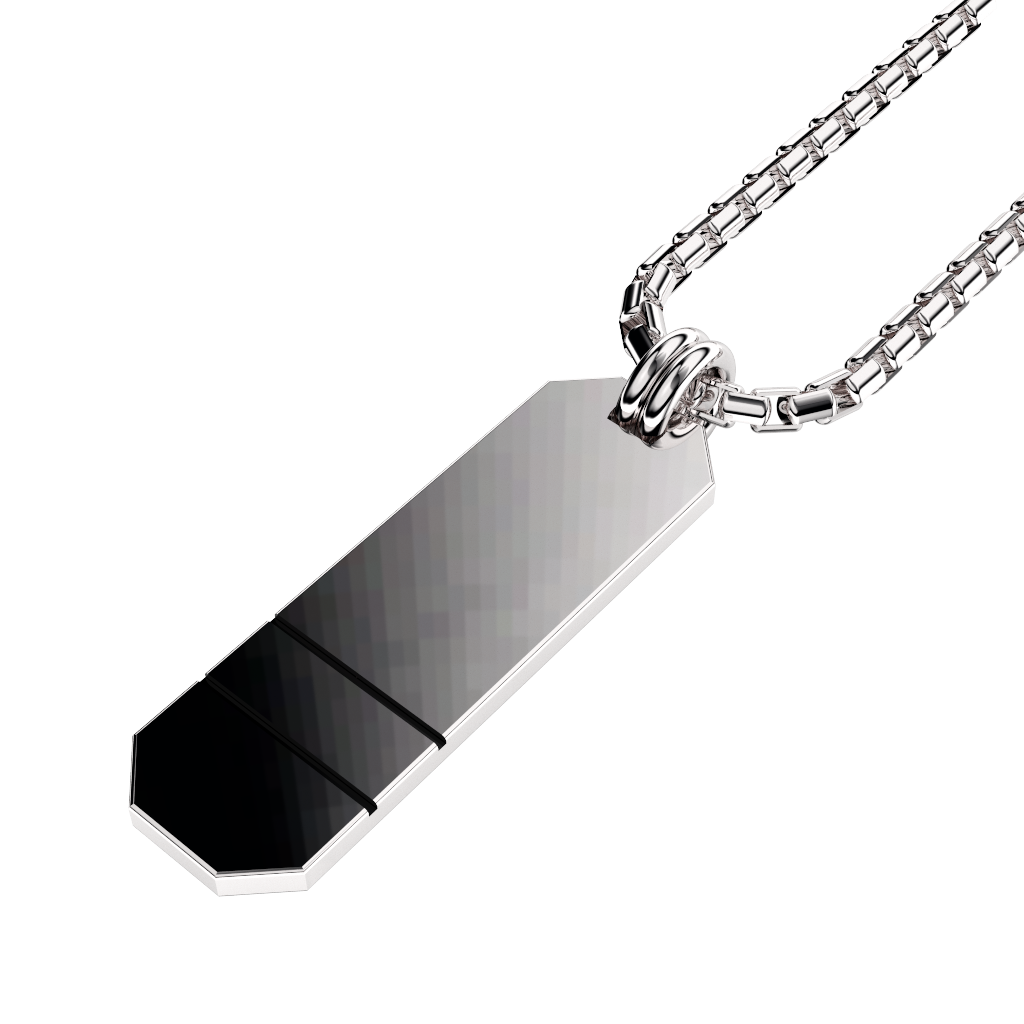 Angled Set Your Bar Sterling Silver Double Horizontal Polished/Blackened Design