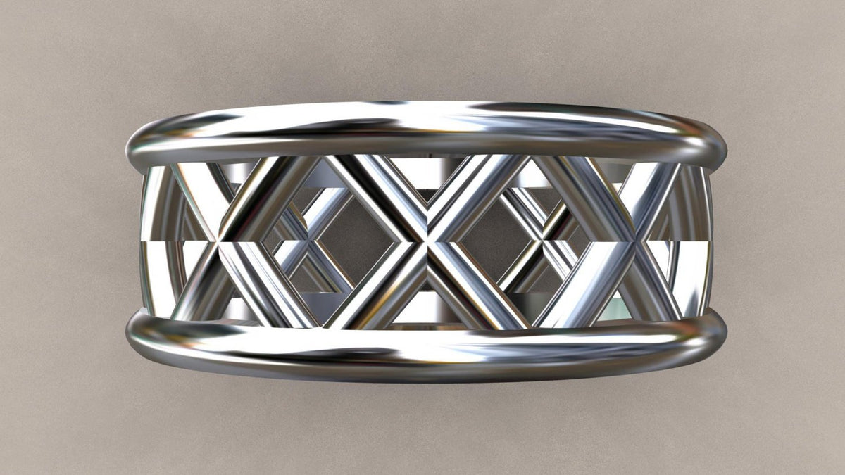 Polished Sterling Silver 8mm Open Cross Bar Wedding Band