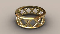 Polished Yellow Gold 8mm Open Cross Bar Wedding Band