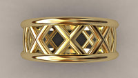Polished Yellow Gold 8mm Open Cross Bar Wedding Band