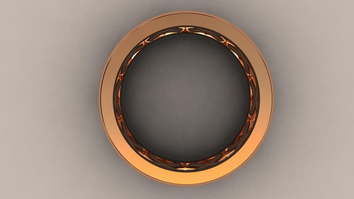 Polished Rose Gold 8mm Open Cross Bar Wedding Band