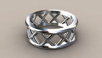 Polished White Gold 8mm Open Cross Bar Wedding Band