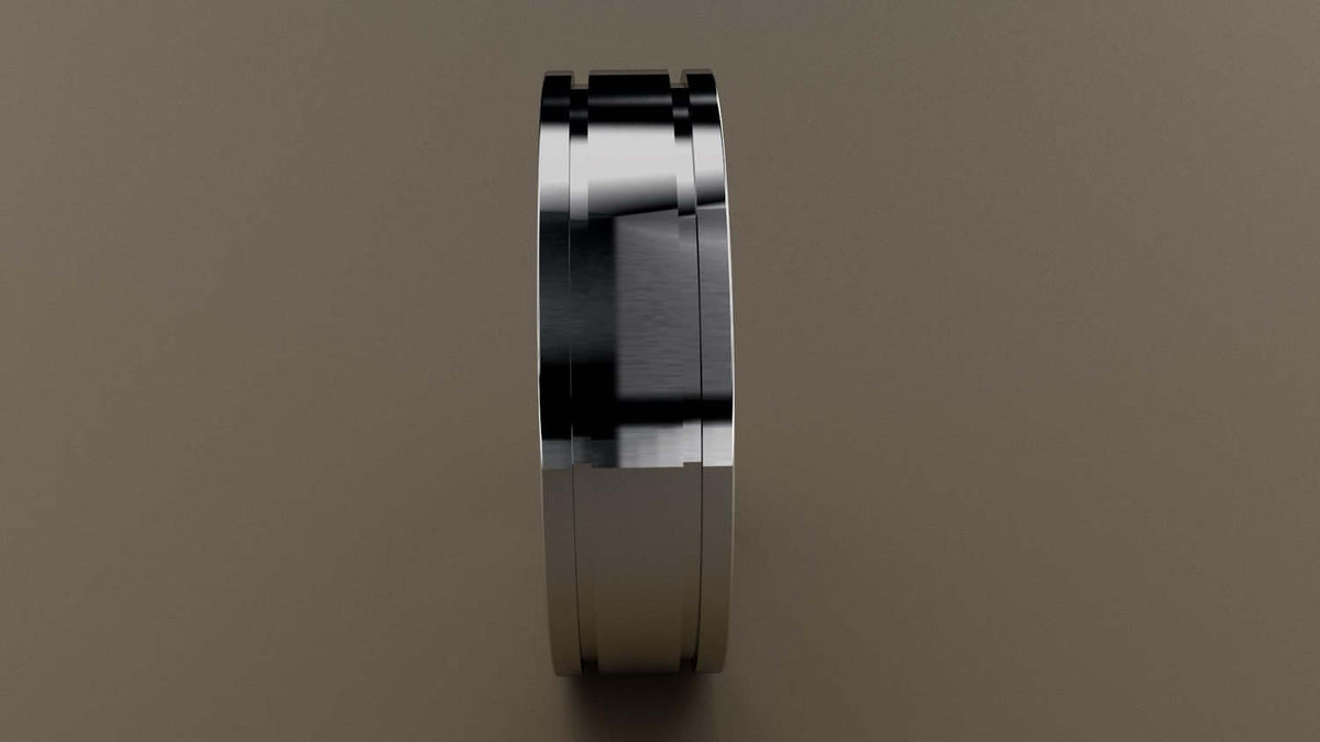 Polished White Gold 6mm Double Groove Wedding Band