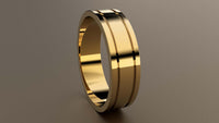 Polished Yellow Gold 6mm Double Groove Wedding Band