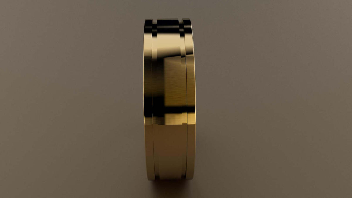 Polished Yellow Gold 6mm Double Groove Wedding Band