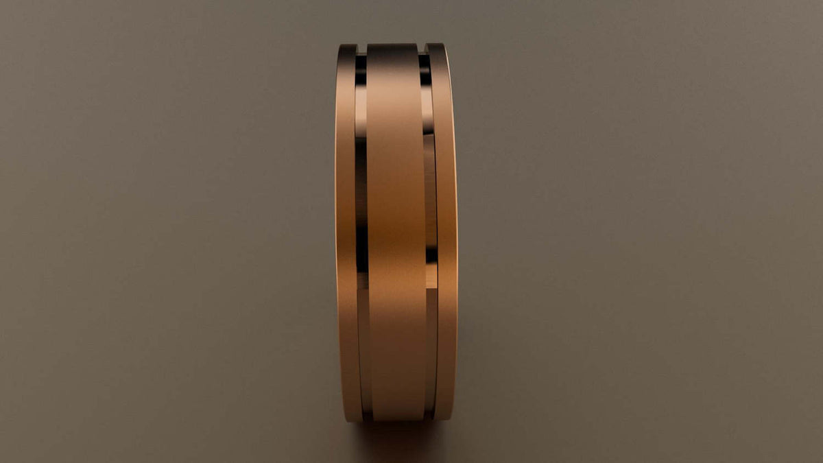 Brushed Rose Gold 6mm Double Groove Wedding Band