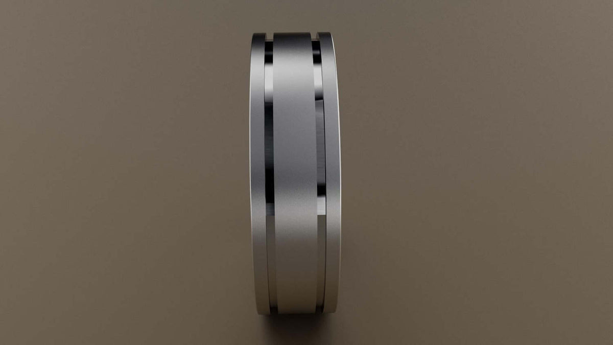Brushed White Gold 6mm Double Groove Wedding Band