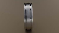 Brushed White Gold 6mm Double Groove Wedding Band