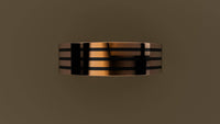 Polished Rose Gold 6mm Triple Black Groove Wedding Band