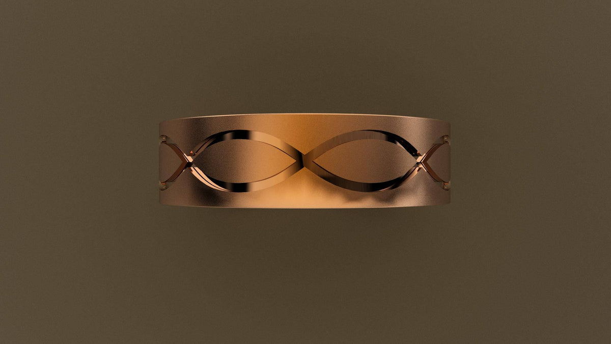 Brushed Rose Gold 6mm Infinity Groove Wedding Band