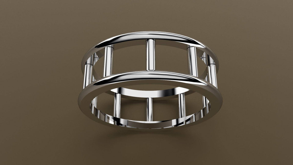 Polished White Gold 8mm Open Bar Wedding Band