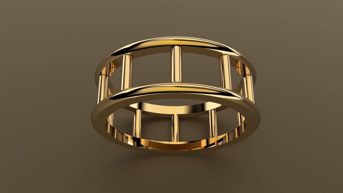 Polished Yellow Gold 8mm Open Bar Wedding Band