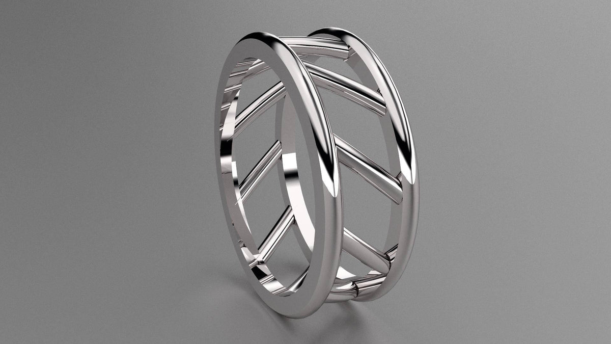 Polished Sterling Silver 8mm Open Bar Wedding Band