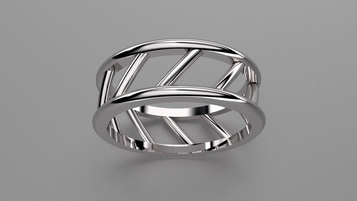 Polished Sterling Silver 8mm Open Bar Wedding Band