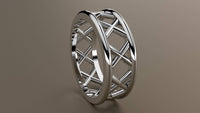 Polished White Gold 8mm Open Cross Bar Wedding Band