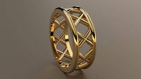 Polished Yellow Gold 8mm Open Cross Bar Wedding Band