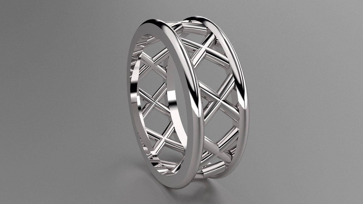 Polished Sterling Silver 8mm Open Cross Bar Wedding Band
