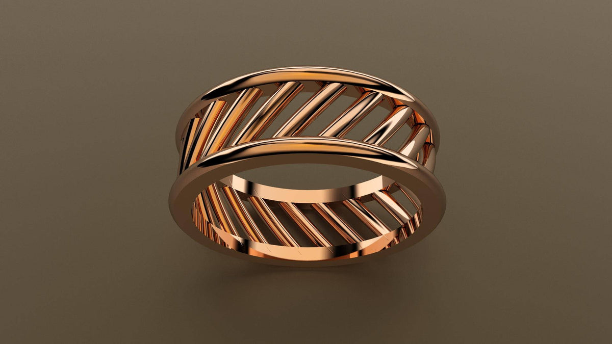 Polished Rose Gold 8mm Open Bar Wedding Band