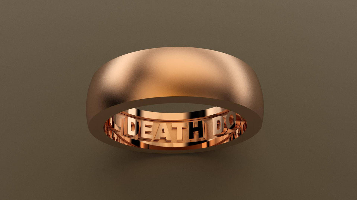 Brushed Rose Gold 6mm Interior Message Wedding Band