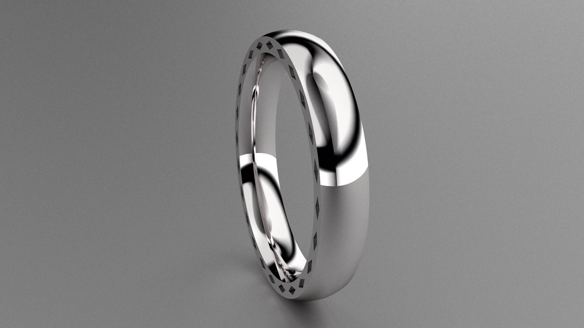 Polished Sterling Silver 4mm Side Design Wedding Band
