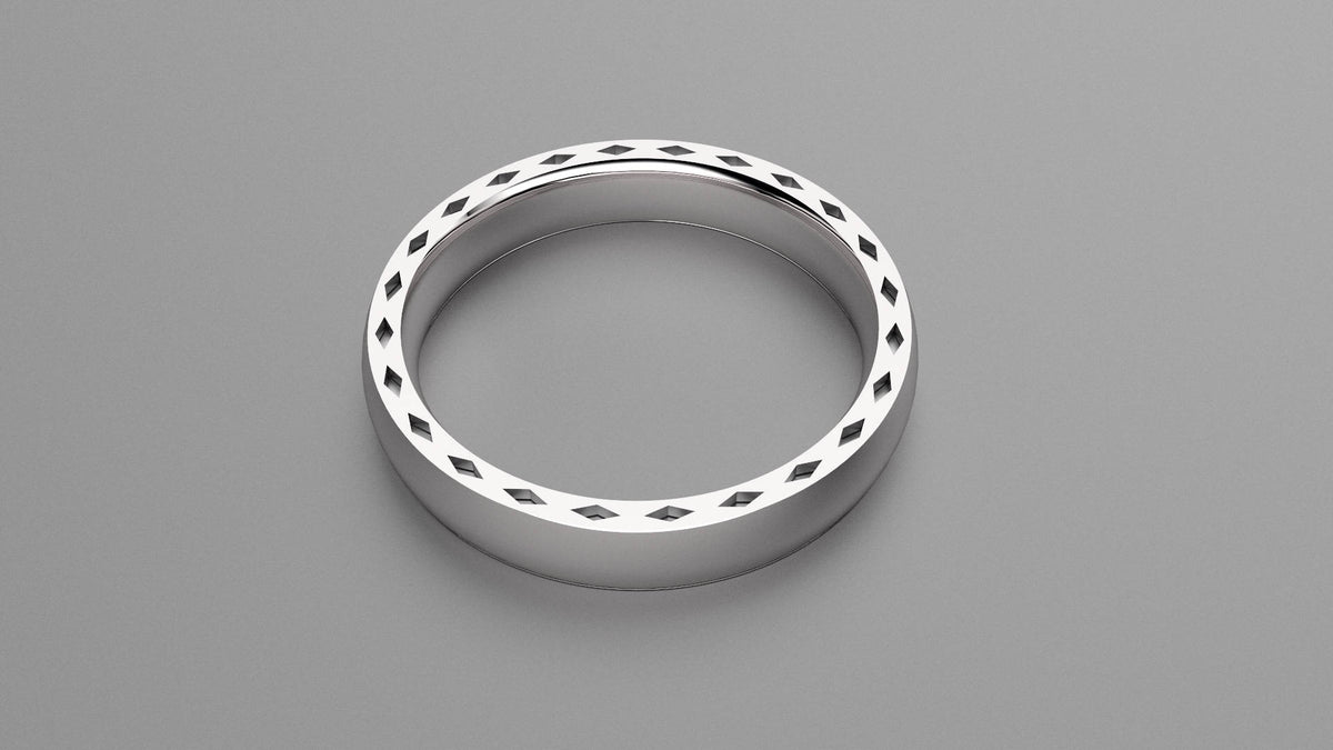 Polished Sterling Silver 4mm Side Design Wedding Band