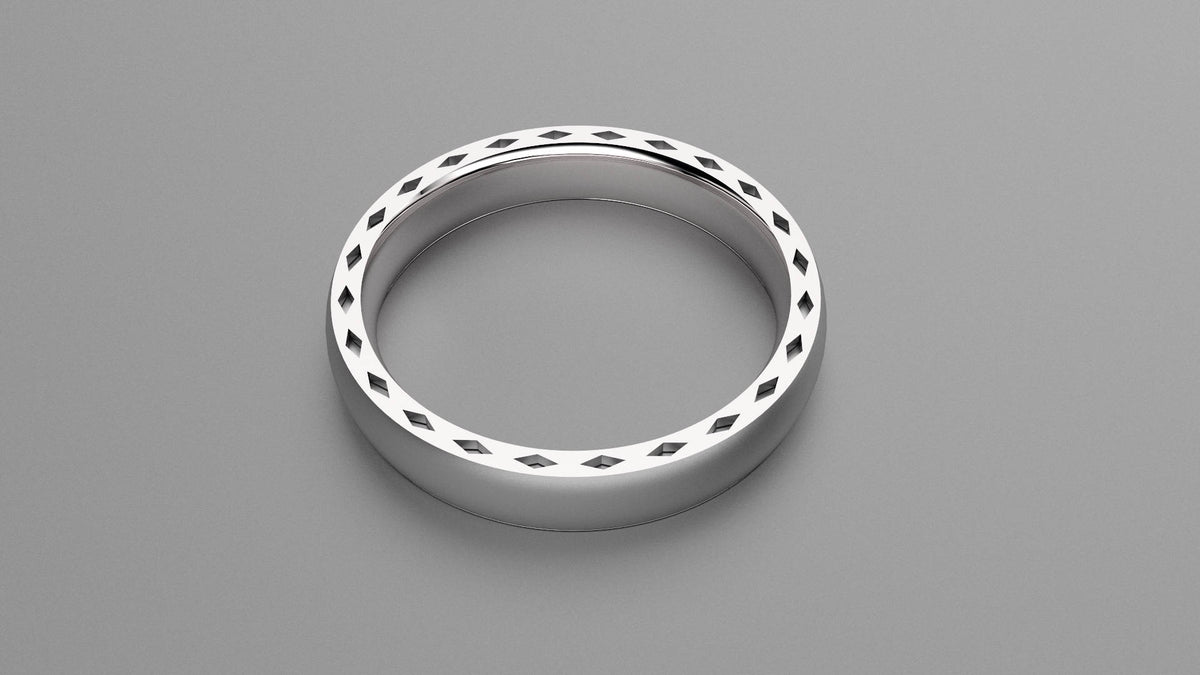 Brushed Sterling Silver 4mm Side Design Wedding Band