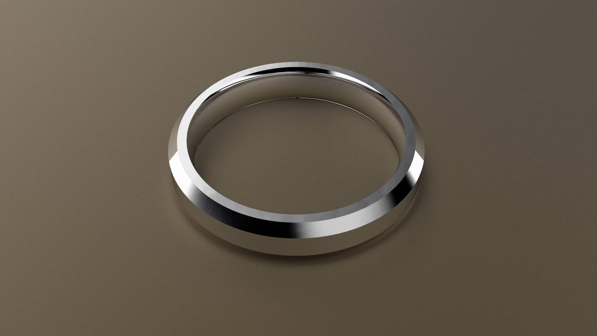 Polished White Gold 4mm Beveled Edge Wedding Band