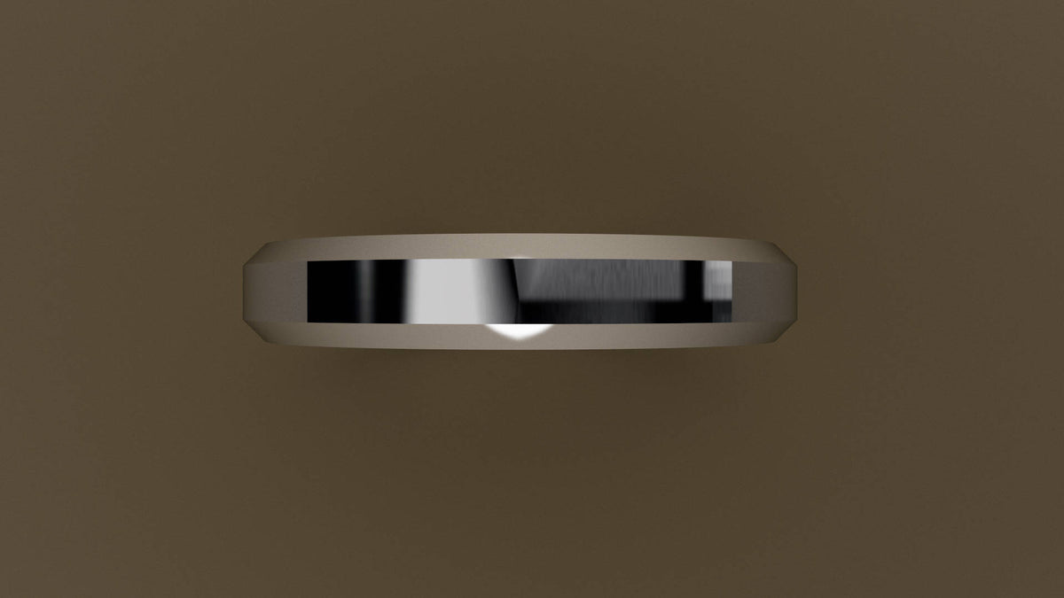 Polished White Gold 4mm Beveled Edge Wedding Band