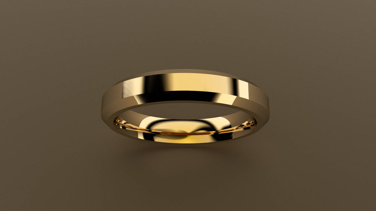 Polished Yellow Gold 4mm Beveled Edge Wedding Band