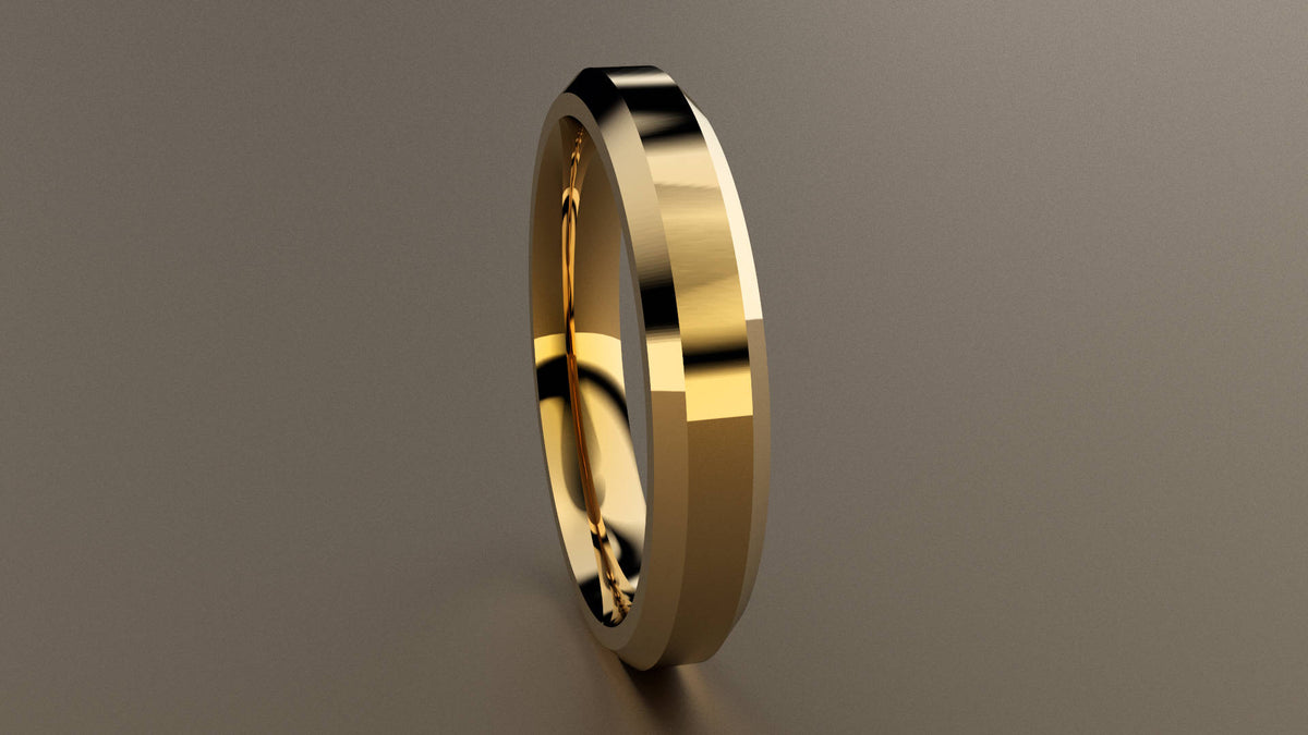 Polished Yellow Gold 4mm Beveled Edge Wedding Band