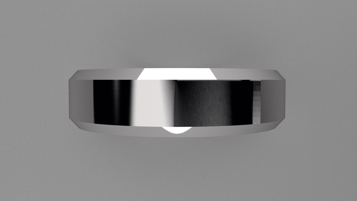Polished Sterling Silver 6mm Beveled Edge Wedding Band