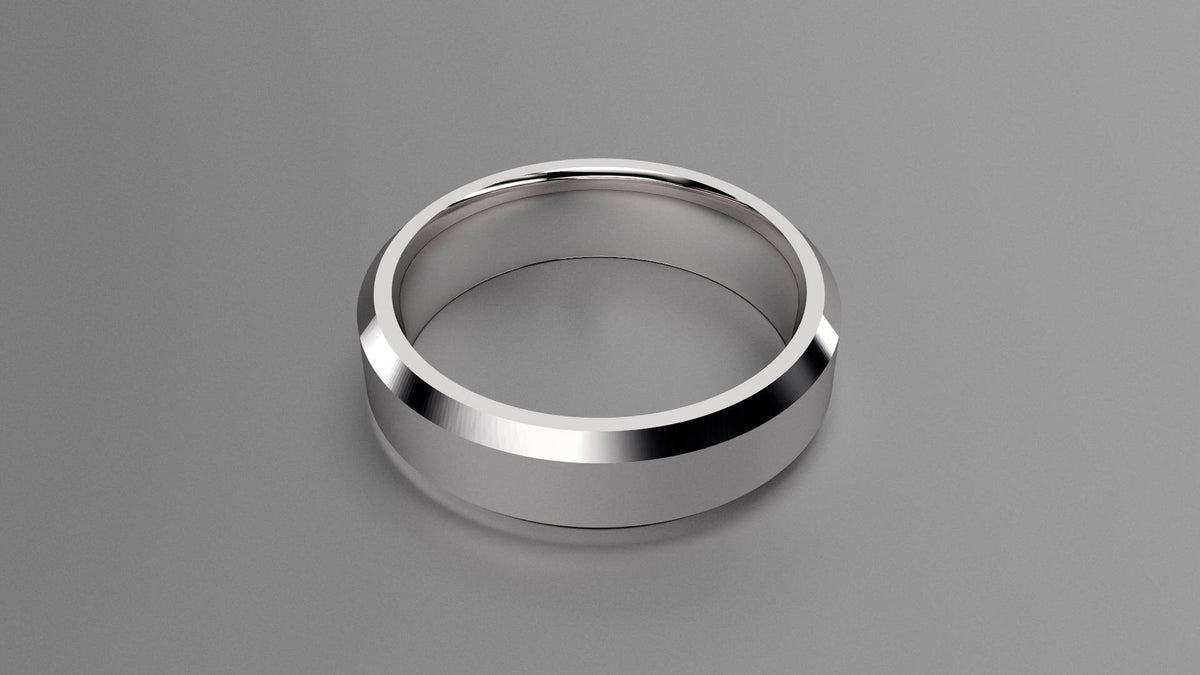 Polished Sterling Silver 6mm Beveled Edge Wedding Band