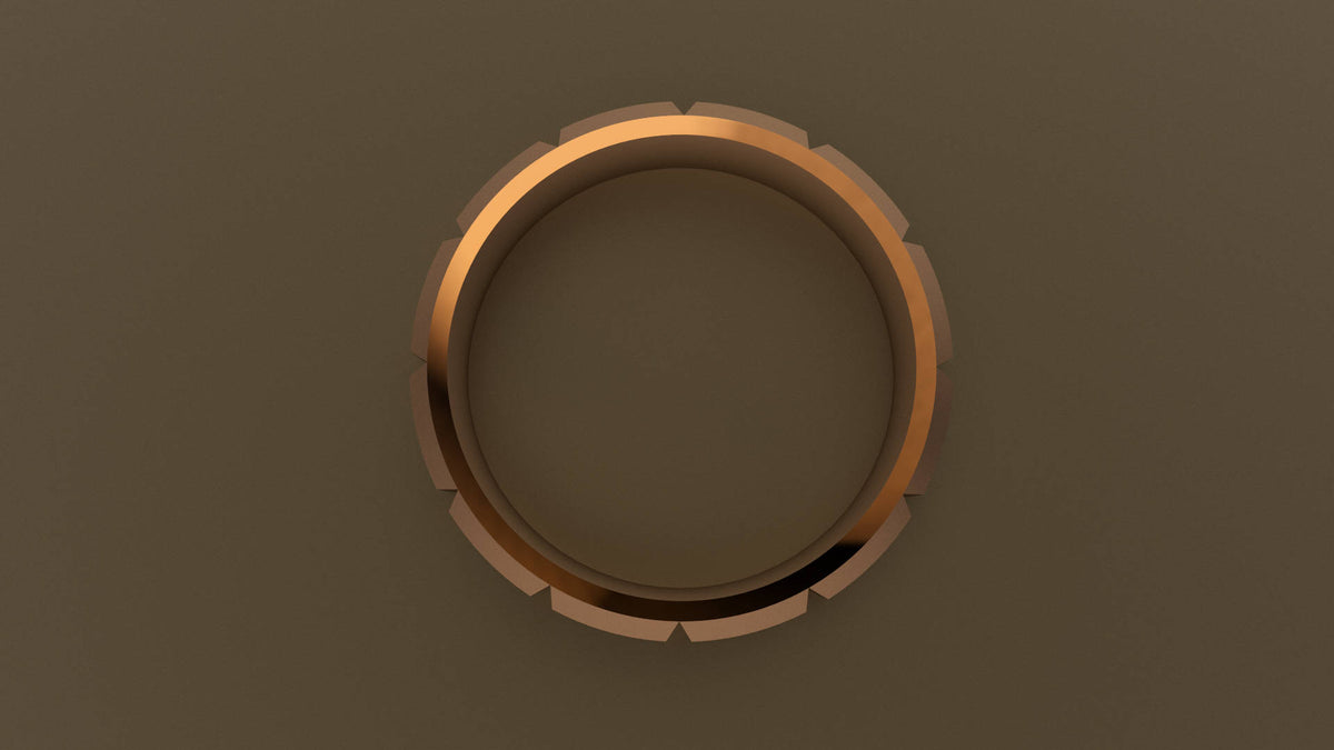 Brushed Rose Gold 6mm Brushed Beveled Edge Segmented Wedding Band