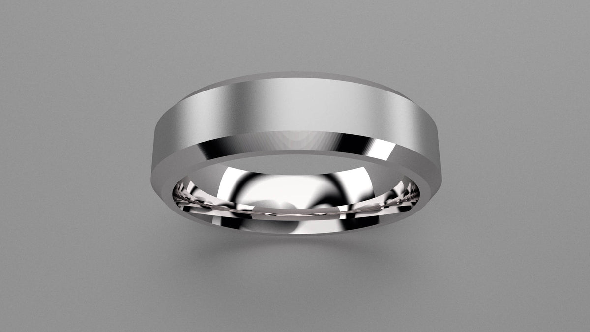 Brushed Sterling Silver 6mm Beveled Edge Wedding Band