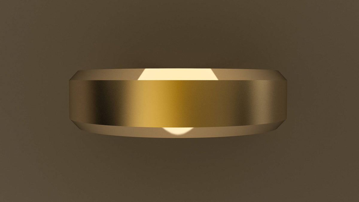 Brushed 18kt Yellow Gold 6mm Beveled Edge Wedding Band