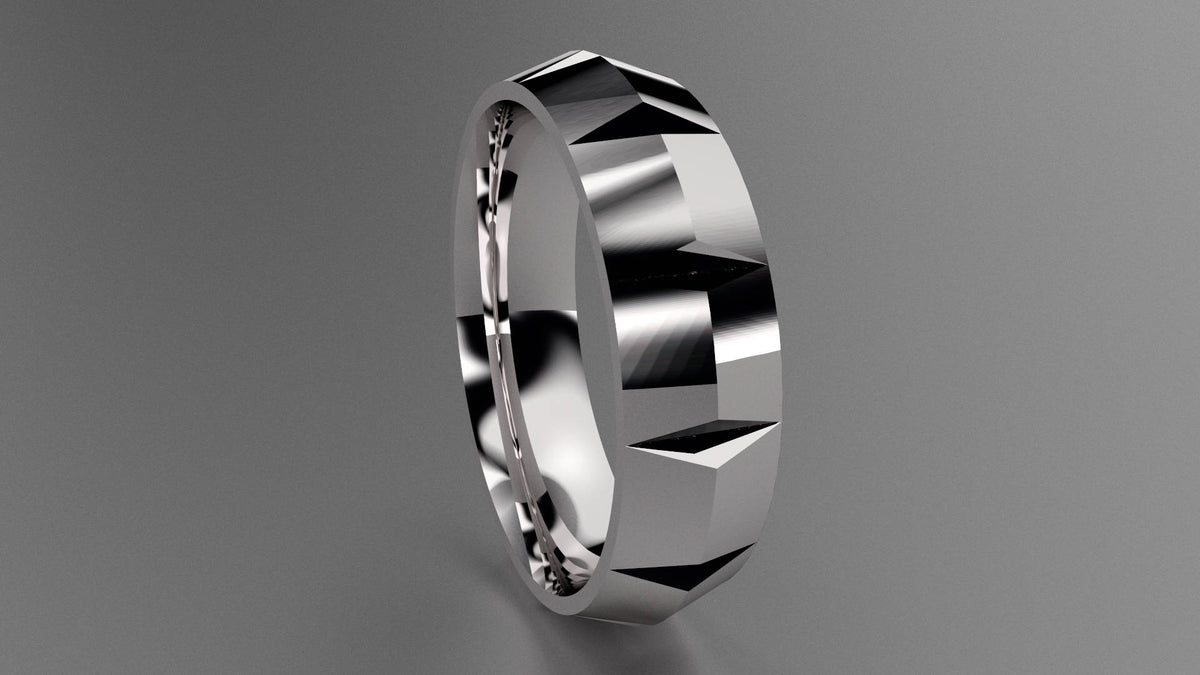 Polished Sterling Silver 6mm Knife Edge Segmented Wedding Band