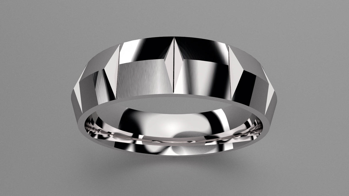 Polished Sterling Silver 6mm Knife Edge Segmented Wedding Band