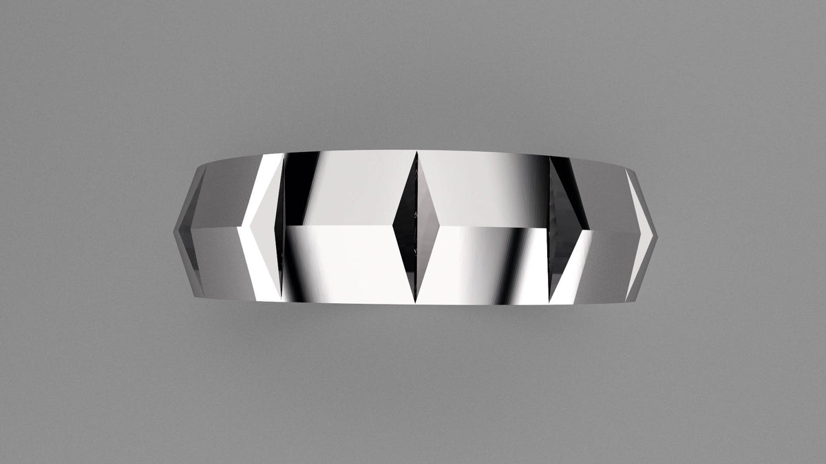 Polished Sterling Silver 6mm Knife Edge Segmented Wedding Band