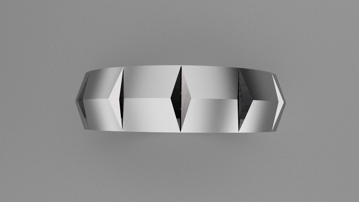 Brushed Sterling Silver 6mm Knife Edge with Segments Wedding Band