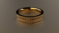 Polished Yellow Gold 6mm Double Bead Row Wedding Band
