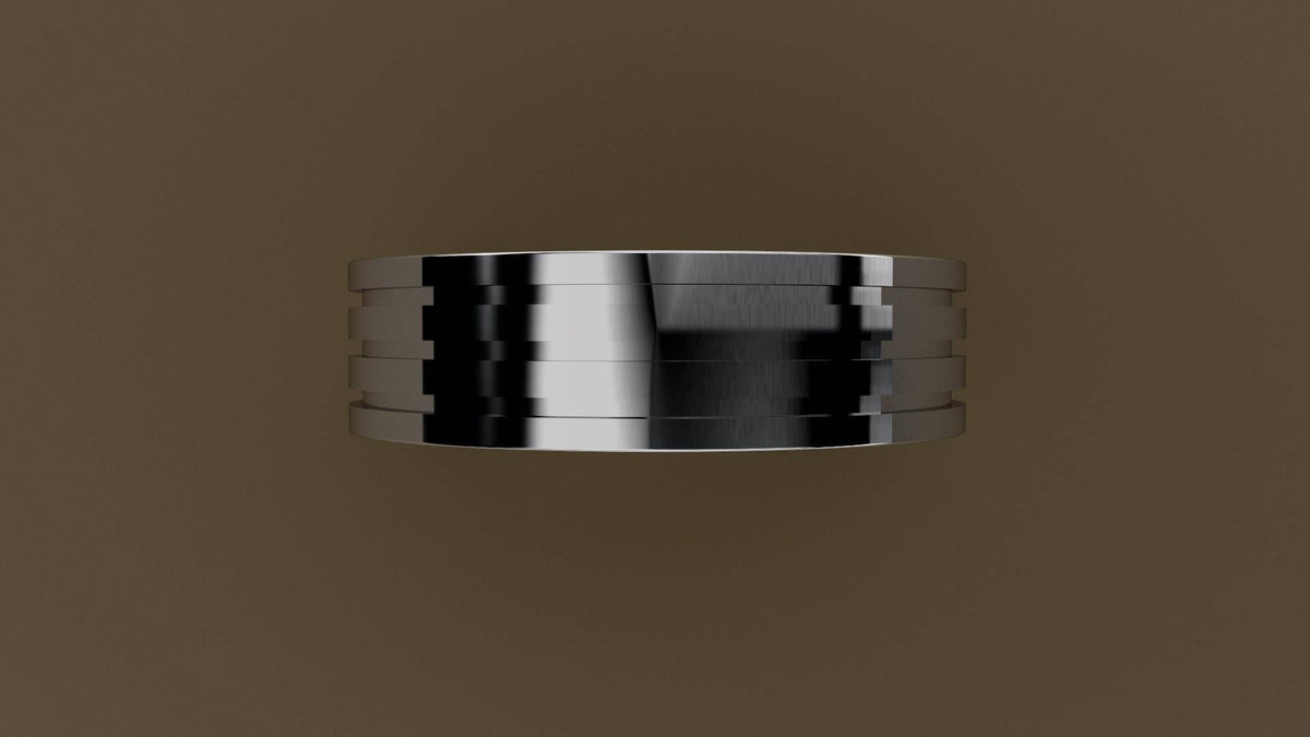 Polished White Gold 6mm Triple Groove Wedding Band