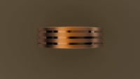 Brushed Rose Gold 6mm Triple Groove Wedding Band