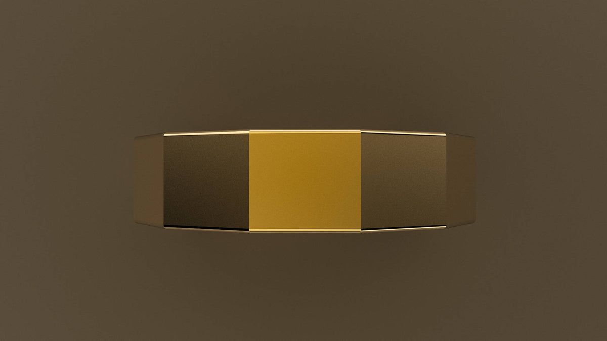 Brushed Yellow Gold 6mm 12 Sided Bolt Wedding Band