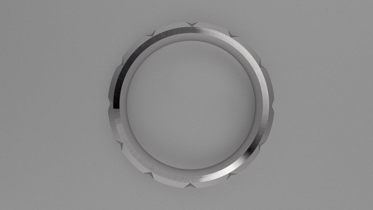 Brushed Sterling Silver 6mm Beveled Edge with Facets Wedding Band